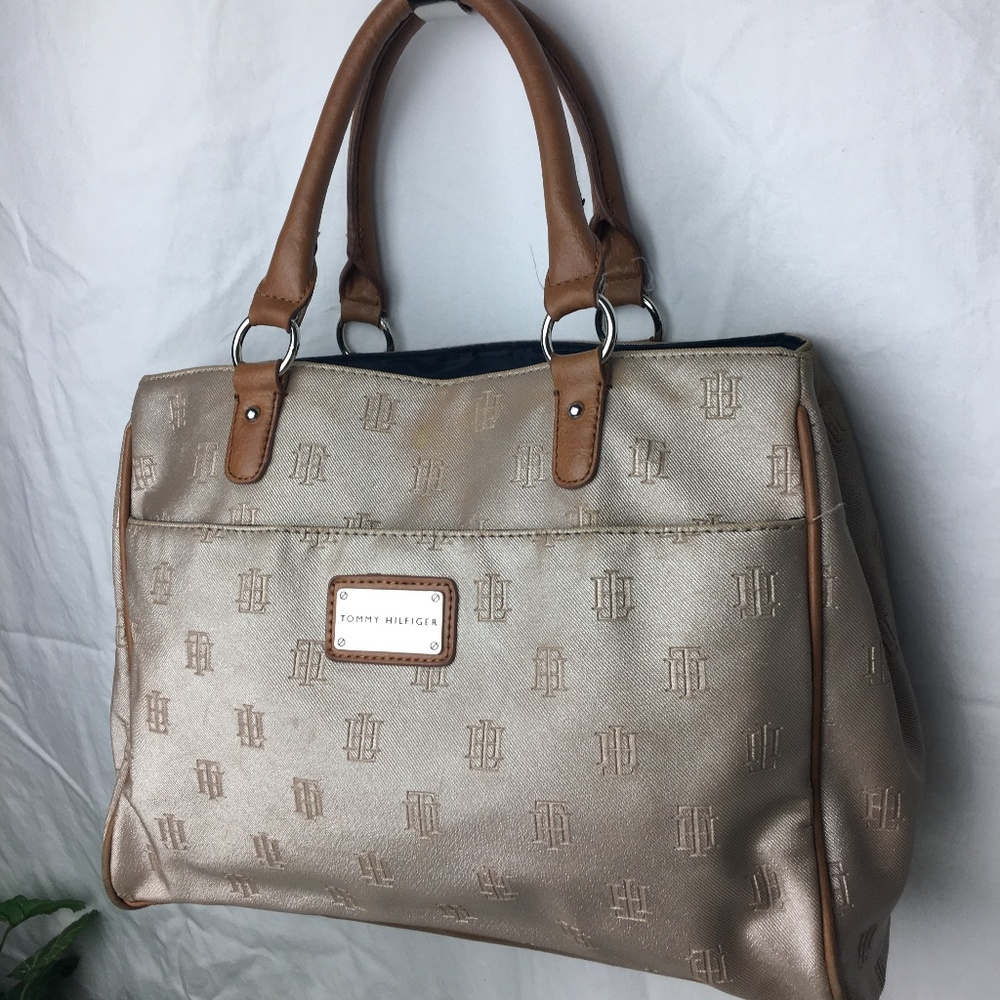 Tommy Hilfiger Tan Canvas Shoulder Purse